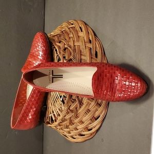 Trotter's Liz Loafer Woven Leather Red Shoes Size 9N